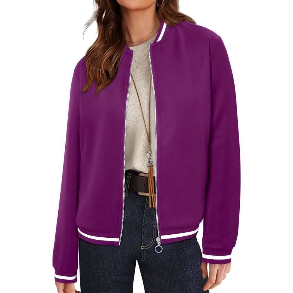 Women’s Zip Up Jacket Long Sleeve Cotton Blend Casual Fall Outerwear